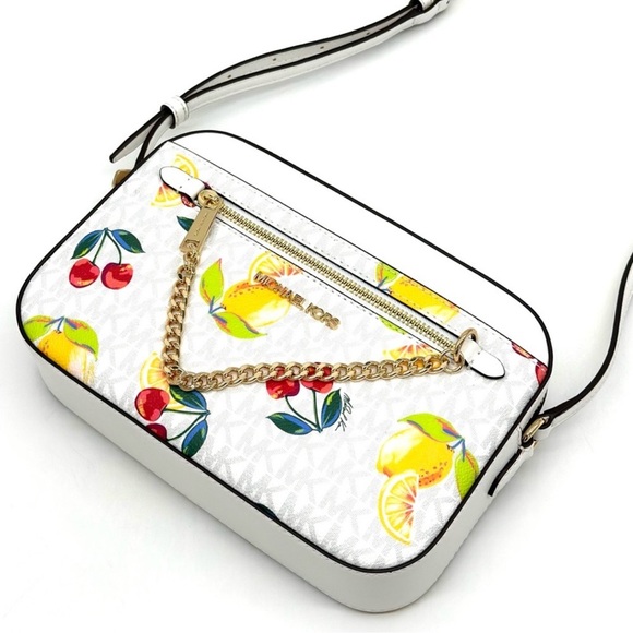 Michael Kors Large EW Zip Chain Xbody Crossbody Bag Optic White